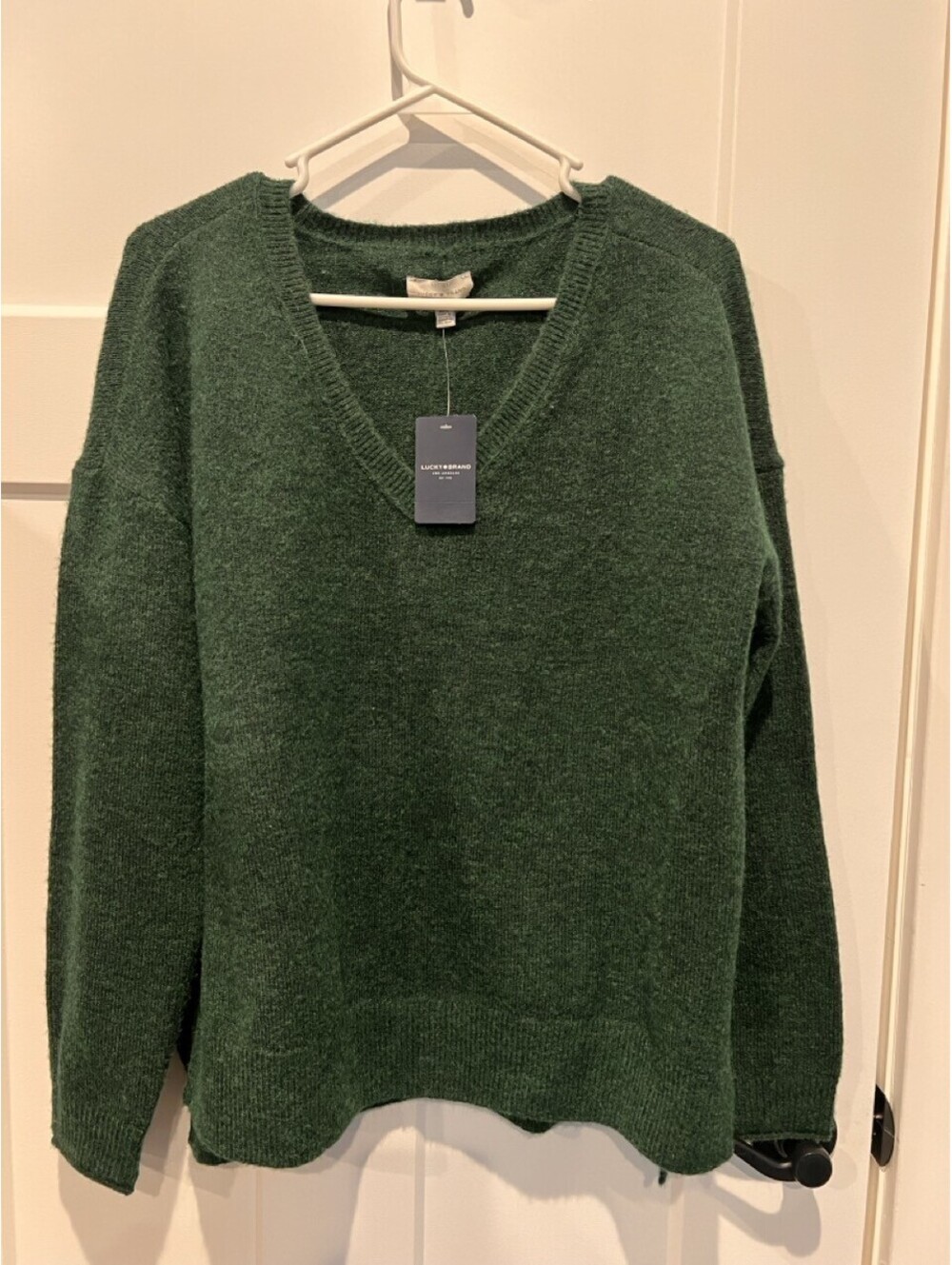 Lucky Brand Womens M Forest Green Textured Crewneck Sweater NWT